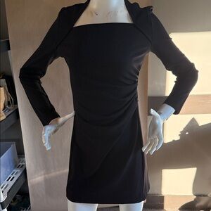 Elegant Urban Revivo Cocktail Black Long Sleeve Mini Dress